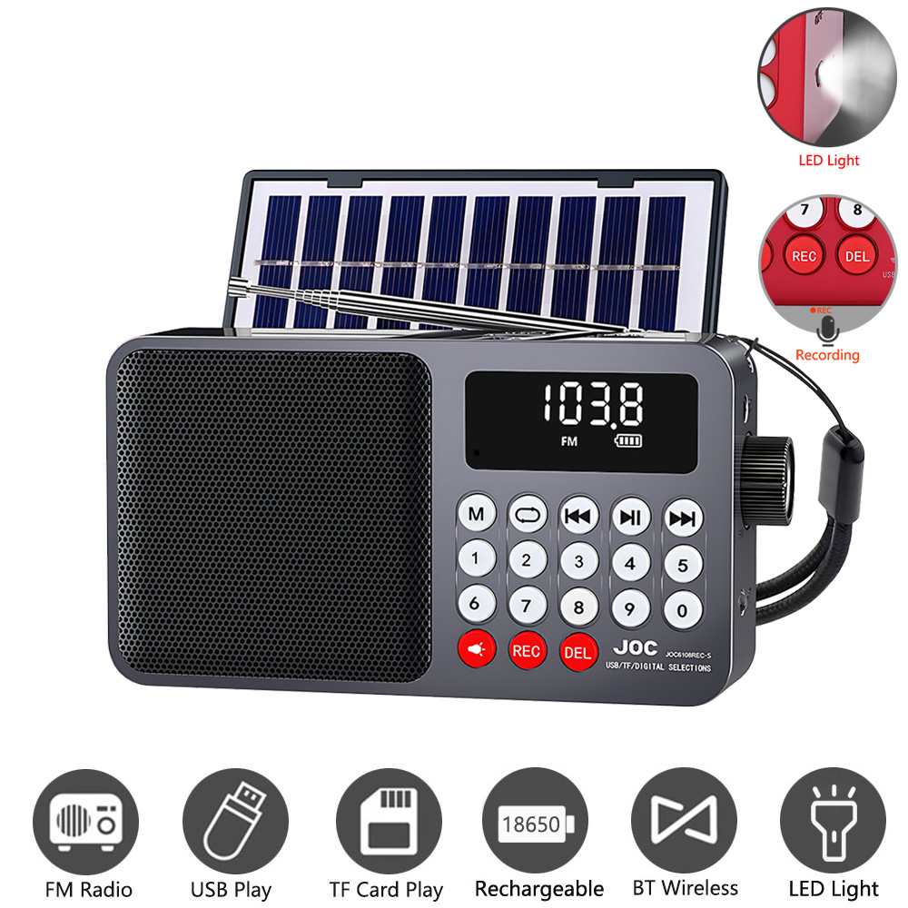 Emergency Radio Solar - Draagbare FM-radio op zonne-energie Oplaadbare Bluetooth-luidspreker