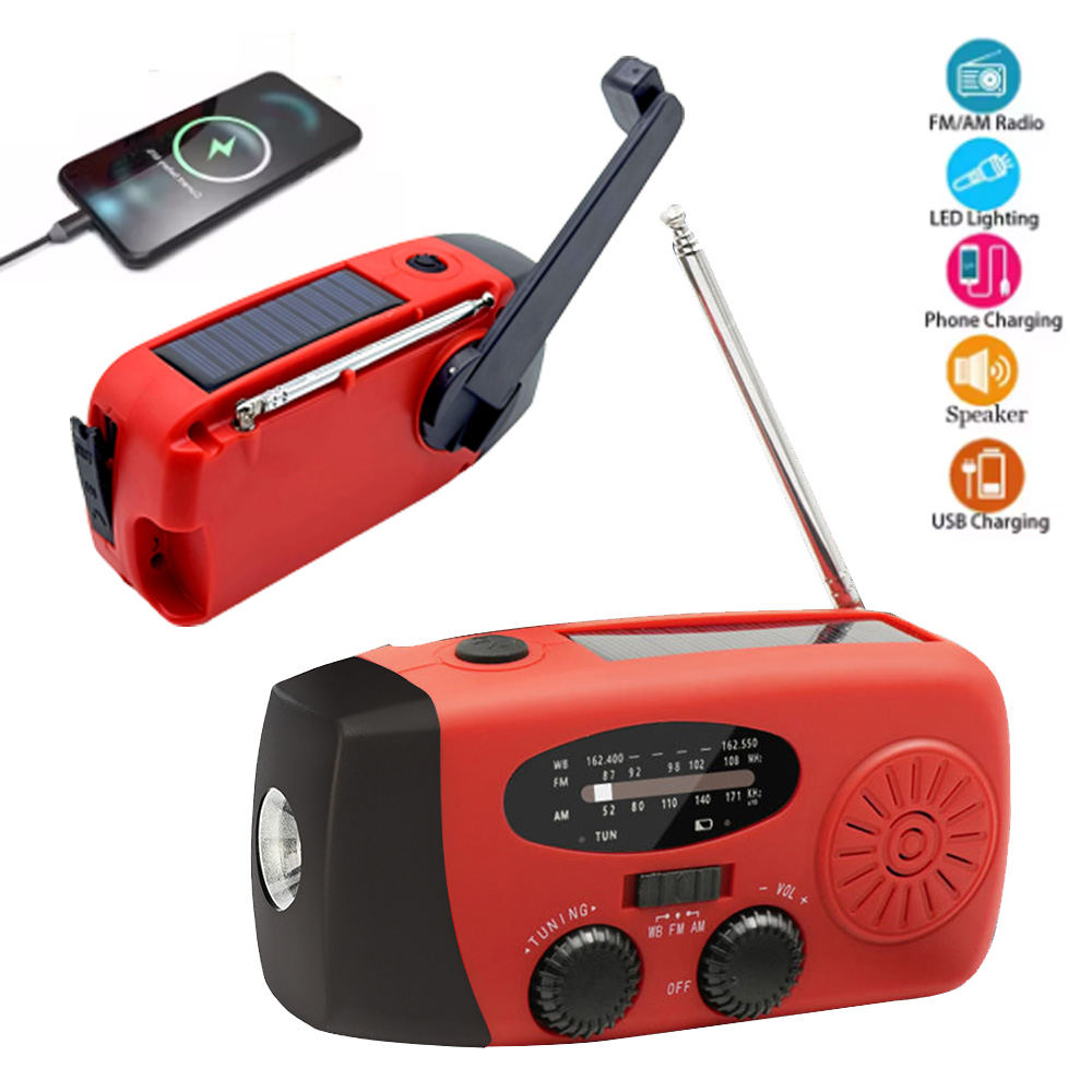 Emergency Radio Solar - Noodradio Handslinger Solar USB (FM/AM)WB Weerradio's