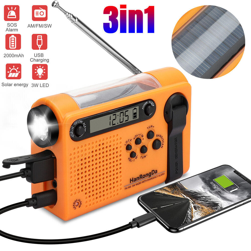 Emergency Radio Solar - Weer noodradio AM/FM/SW draagbare zonne-handslingerradio 3